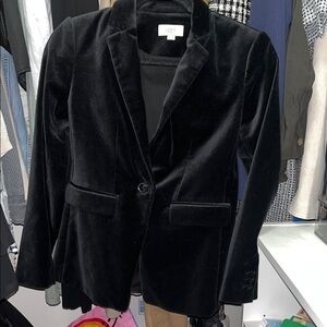 LOFT Black Velvet Blazer Elegant Suit Jacket